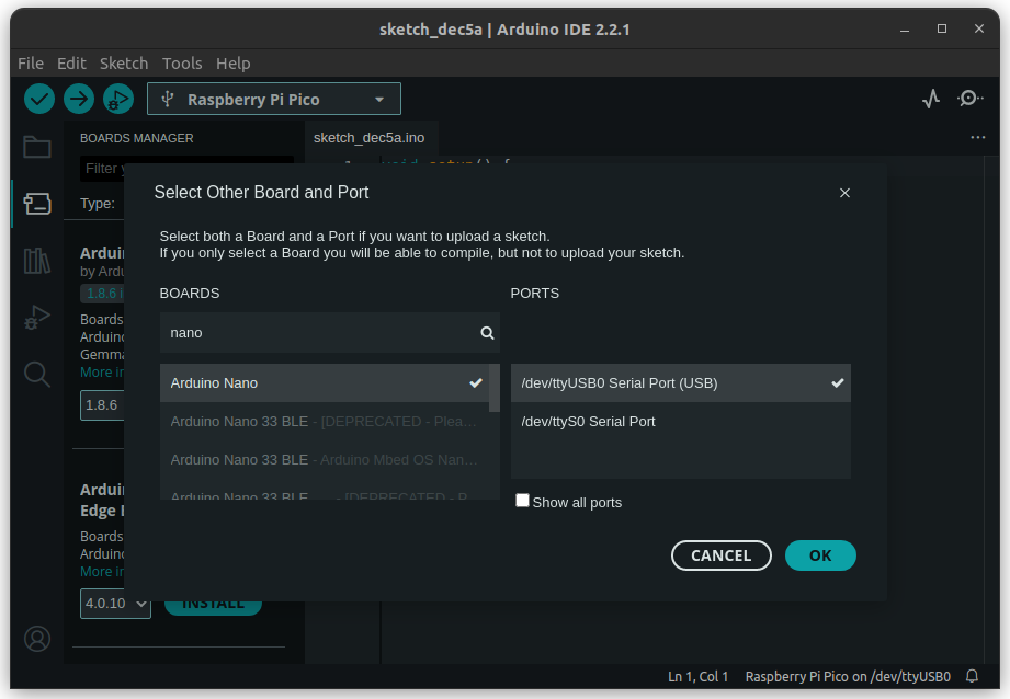 Arduino IDE: Selecting the right board