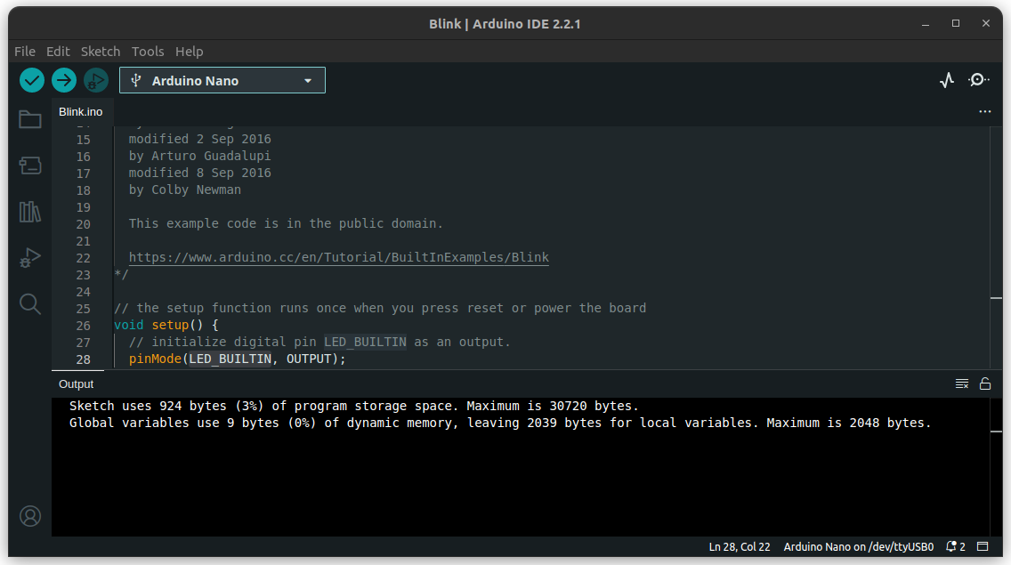 Arduino IDE: Compiling and uploading the firmware