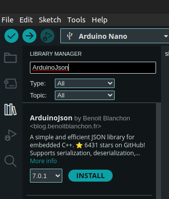 ArduinoJson - Install steps