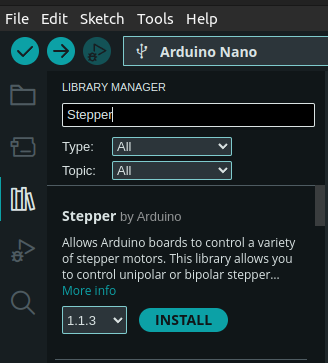 Installation of Stepper Library